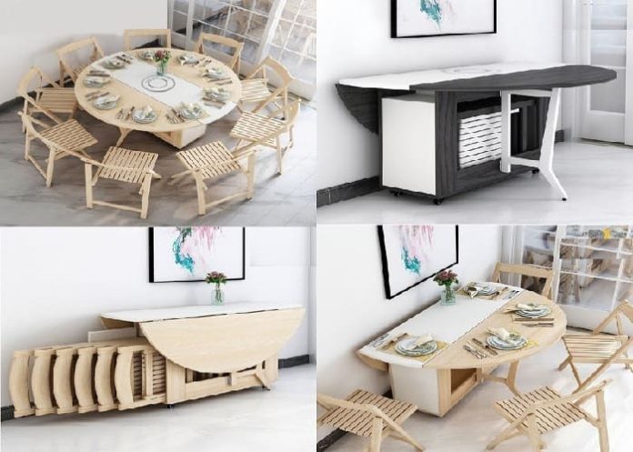 mẫu bàn gỗ xếp thông minh